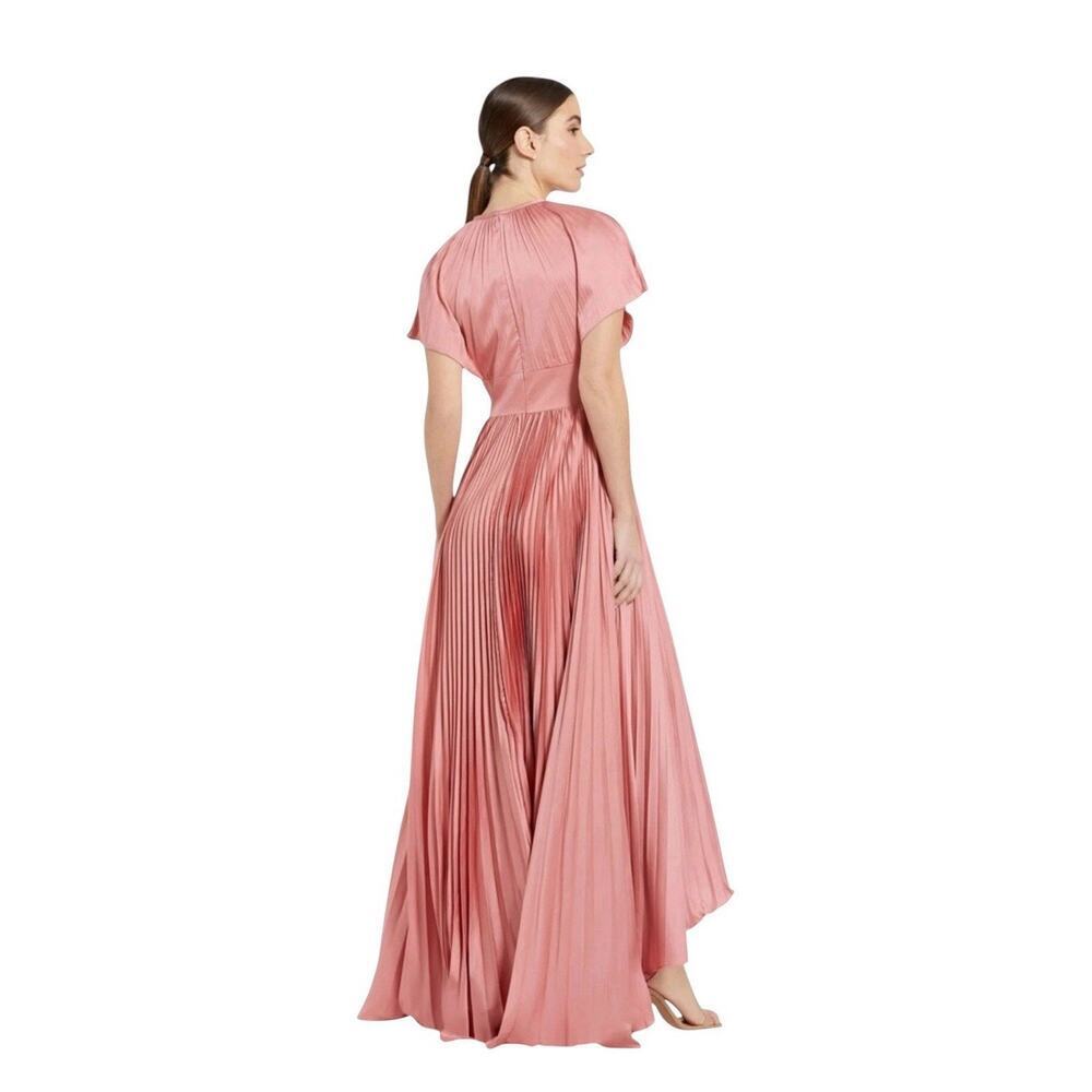 Mac Duggal 11637 Dusty Rose Pleated Satin High Low Gown Size 8 $598 - Picture 2 of 10